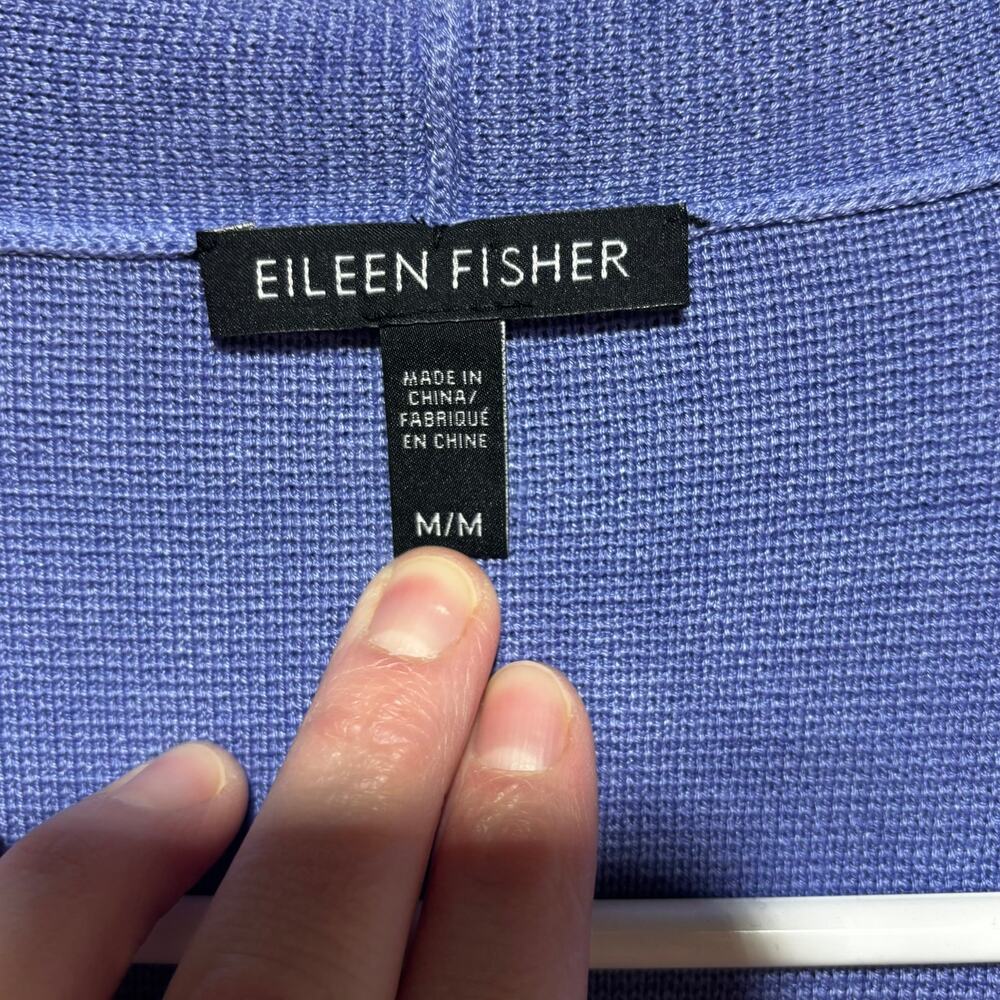 Eileen Fisher Silk Cotton Blend Lavender Open Front Cardigan Sweater Size M - Picture 4 of 9